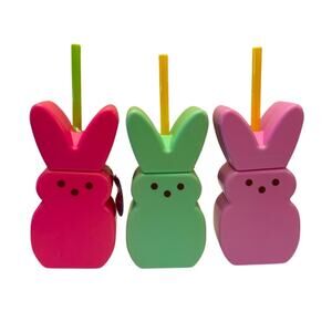 2024 Target Bullseye Playground Easter PEEPS 7” Tumbler Cup w/ Straw Set of 3